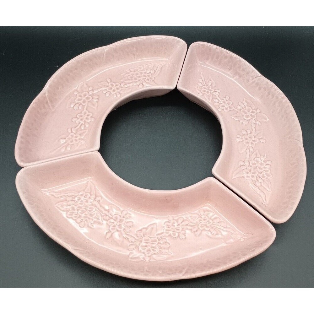 Vintage California Pottery Pink Blossoms Serving Dishes 503-5